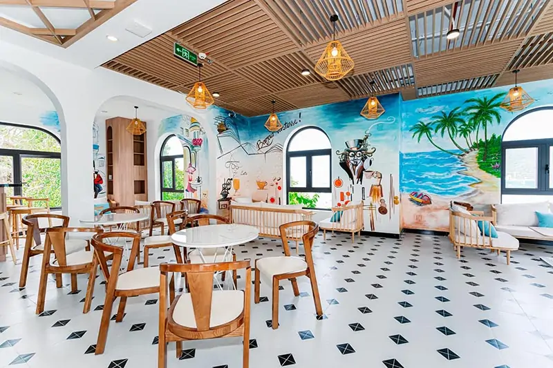 Không gian cafe trong nhà