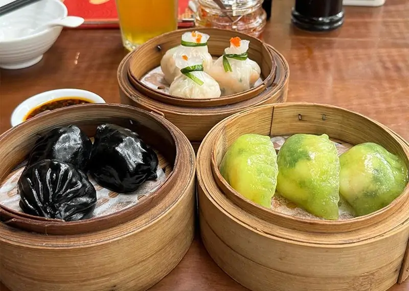 Má cảo và dimsum hấp